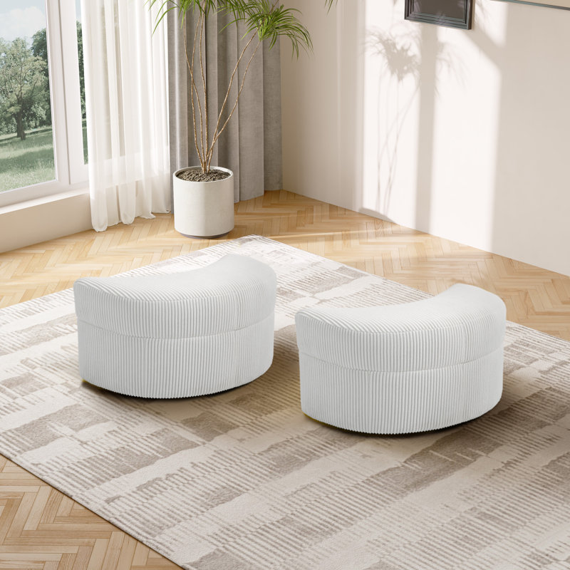 Wooden Top Storage Ottoman Upholstery(Set of 2), Beige