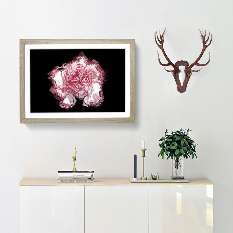 Pink Carnation Flower in Abstract - Framed Print, Oak, 60cm H x 91cm W x 2cm D