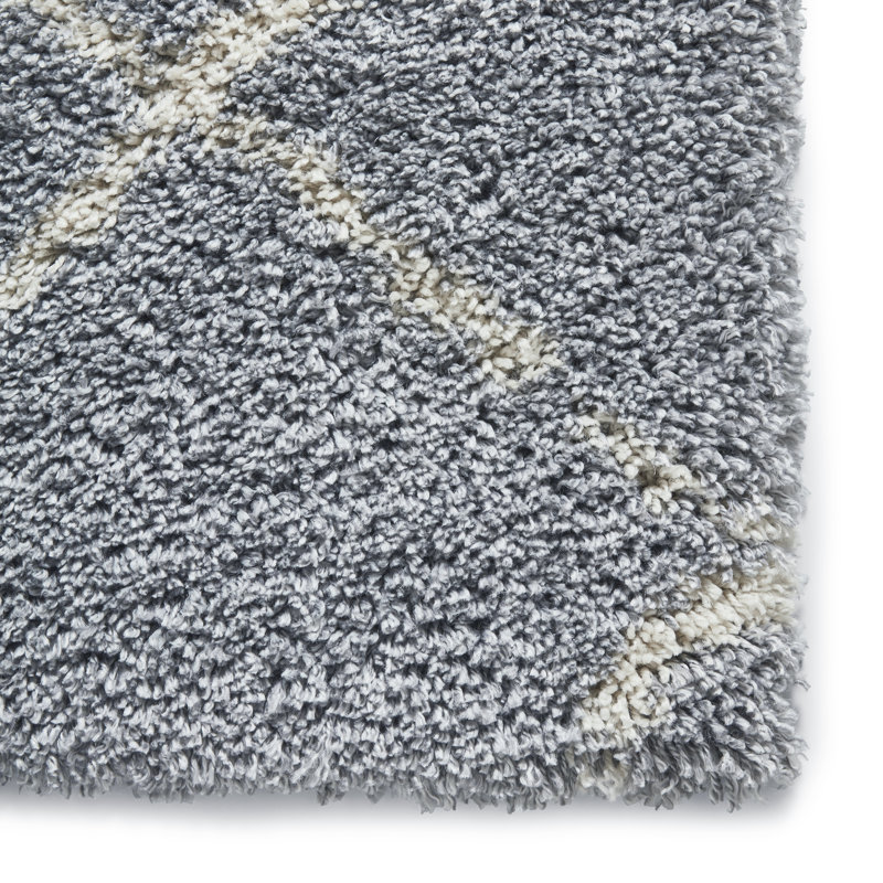 Raci G257 Grey/Cream Machine Made Shaggy Area Rug, Rectangle 160 x 220cm