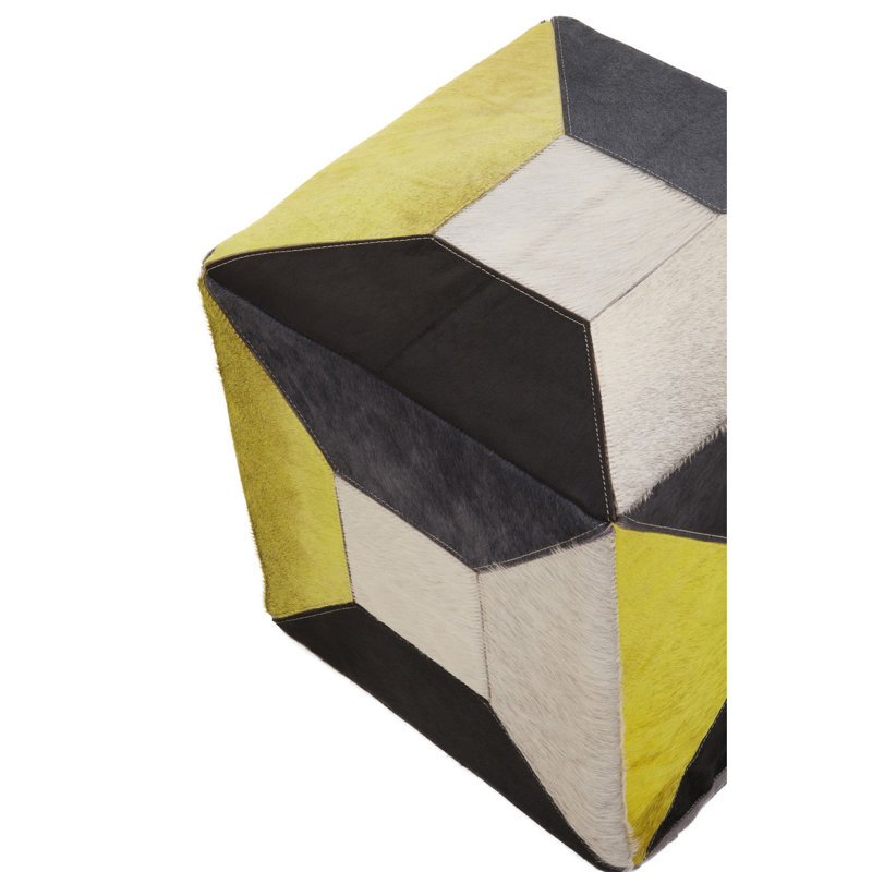 Mccoppin 40cm Wide Genuine Leather Square Abstract Pouf Ottoman