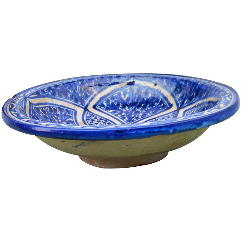 Assiette décorative en céramique mauresque en bleu / blanc antique