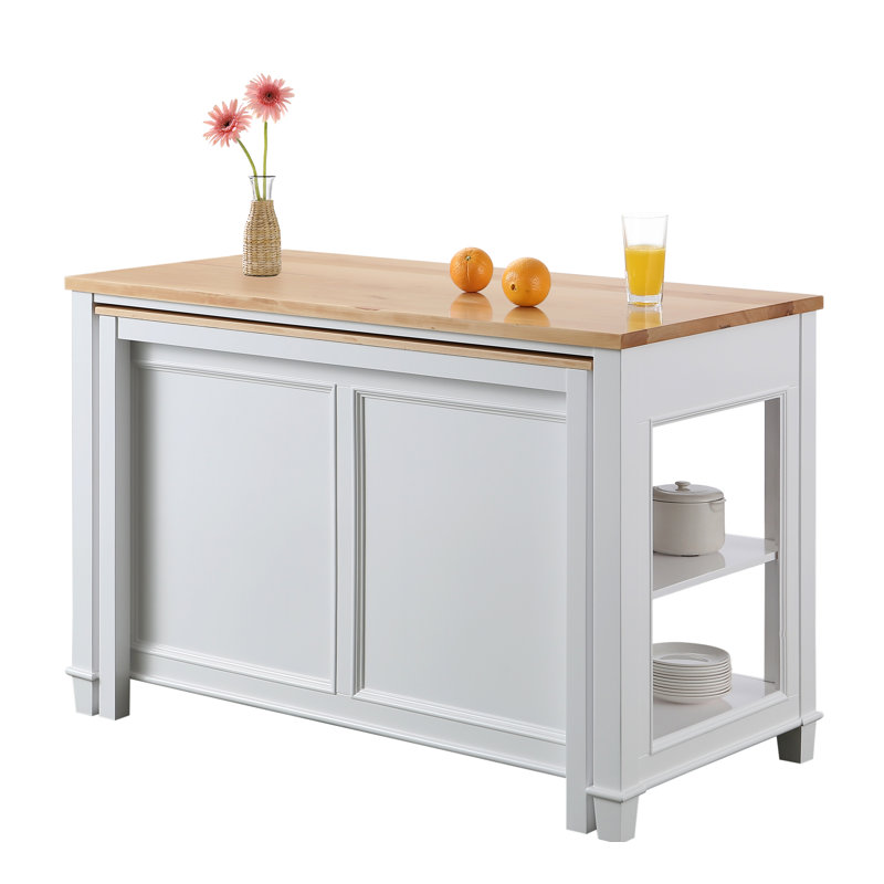 Casen Solid Wood Kitchen Island, White