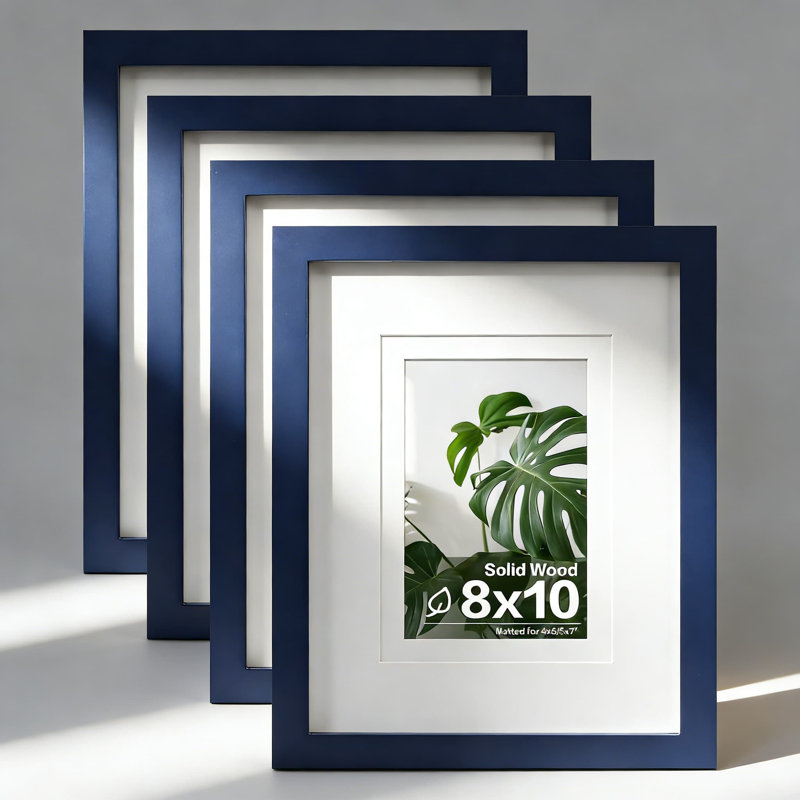 Ensemble de cadres photo en bois massif avec plexiglas et tapis pour photos 4 x 6 et 5 x 7, présentoir de table ou mural, ouverture de 8 x 10 pouces