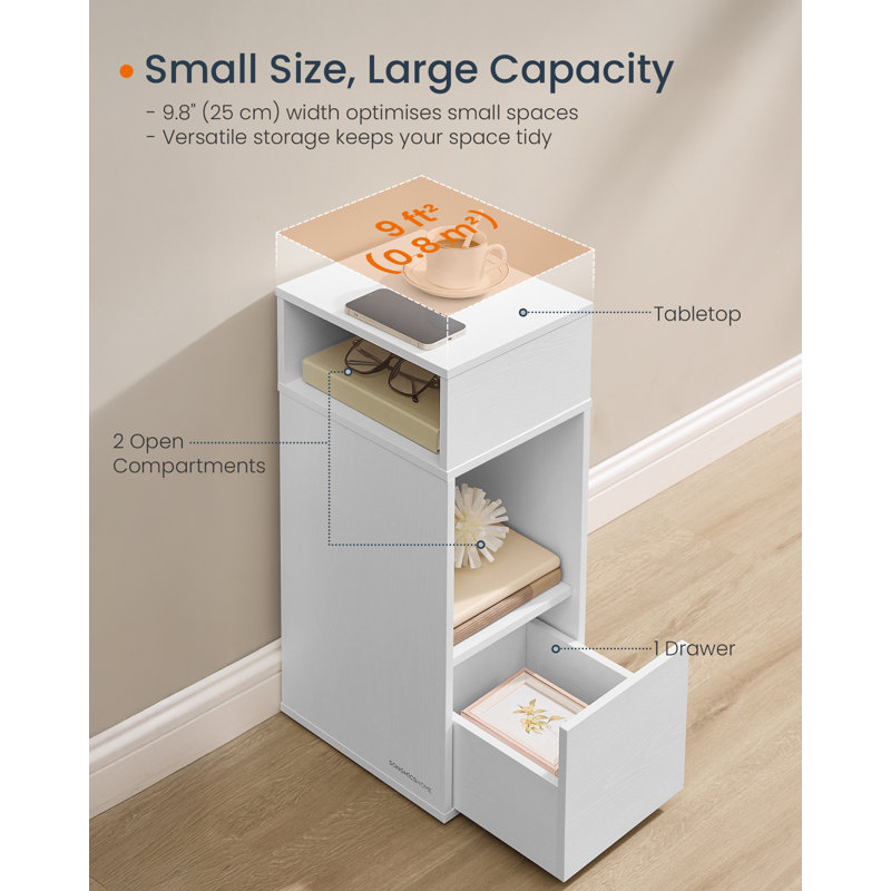 30cm W Manufactured Wood Bedside Table