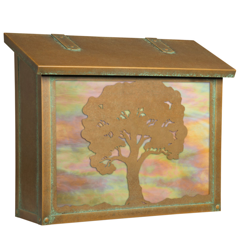 Boîte aux lettres murale chêne tree, Vert nouveau, Or irisé
