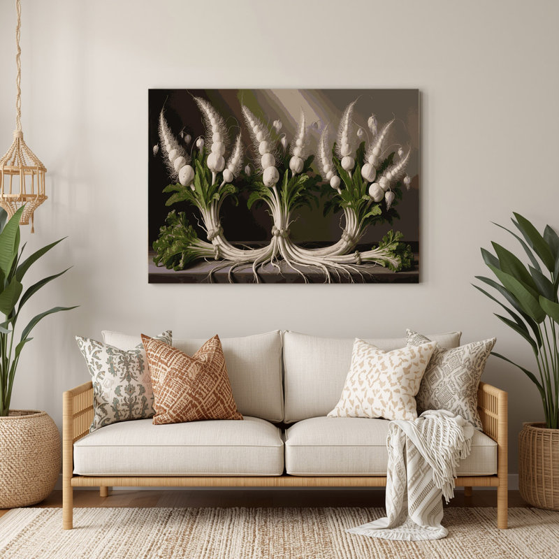 Art mural en métal légumes salsifis brun, H 11 po x l 14 po
