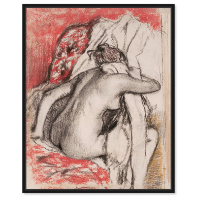 Seated Woman Drying Herself Canvas Vintage Figurative by Art Remedy