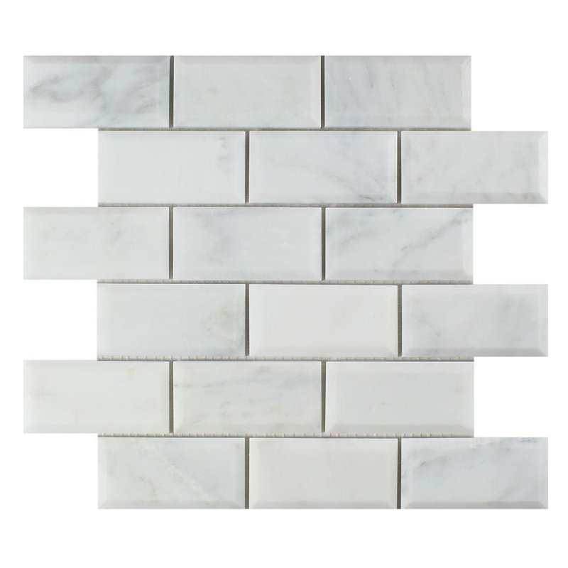 Oriental Beveled Marble Brick Joint Mosaic Wall & Floor Tile