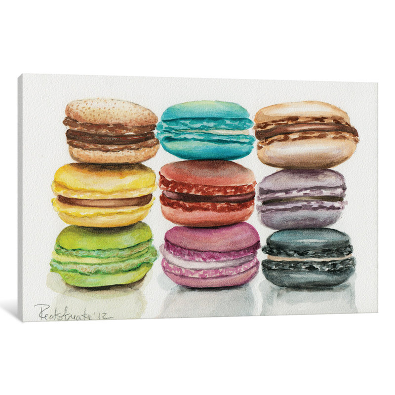 « 9 macaron » par jennifer redstreake, reproduction d’art sur toile tendue, H 18 po x l 26 po x P 1,5 po