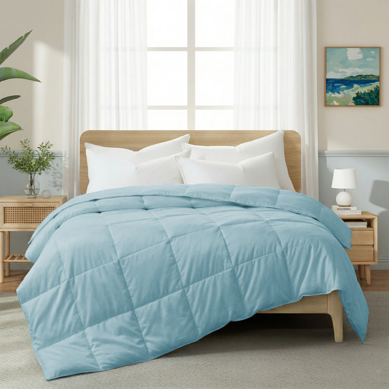 Insert de couette en duvet d'oie légère et respirante, Édredon double / grand, Bleu