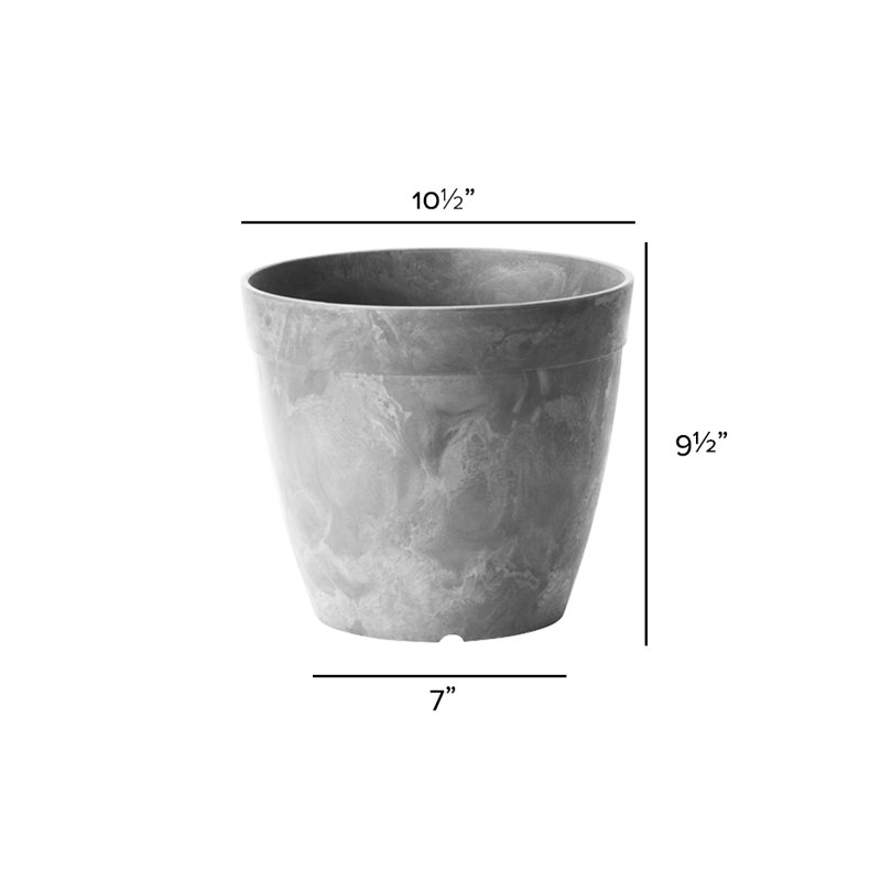 Nashville Pot Planter, Gray, 9.5" H x 10.5" W x 10.5" D
