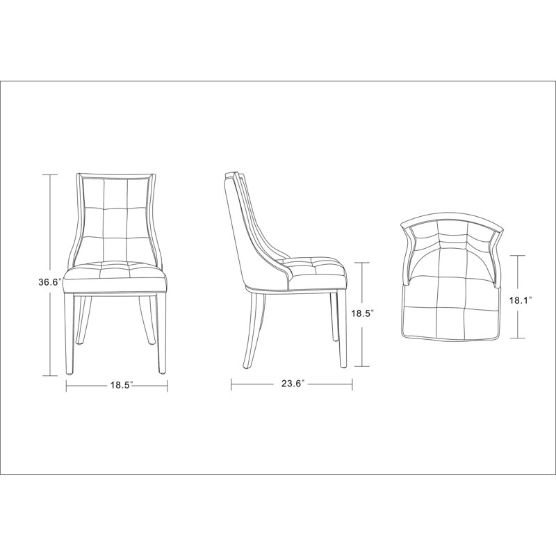 Chaise de salle à manger rembourrée en bois Fifth Avenue en argent - ensemble de 2, Argent argent