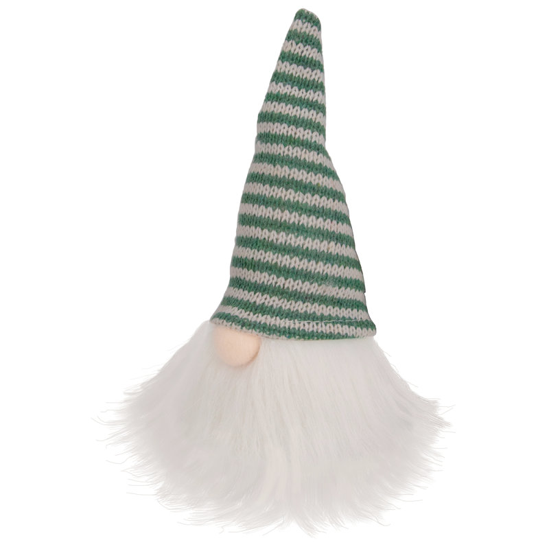 Gnome en tricot 5,5 po à rayures vertes et blanches