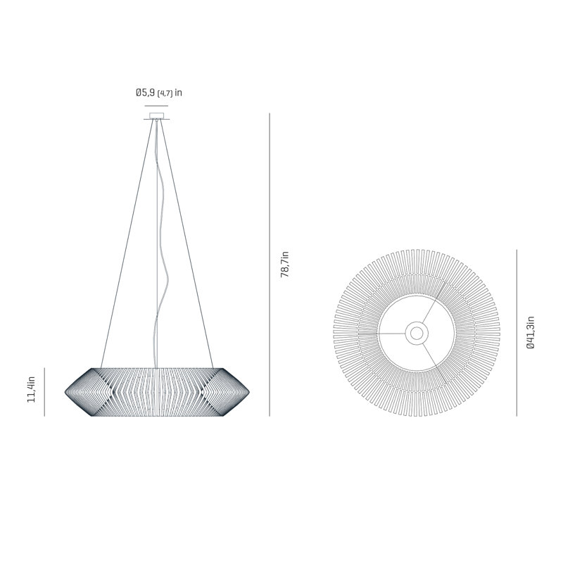 V Pendant, 11.4" H x 41.3" W x 41.3" D, White