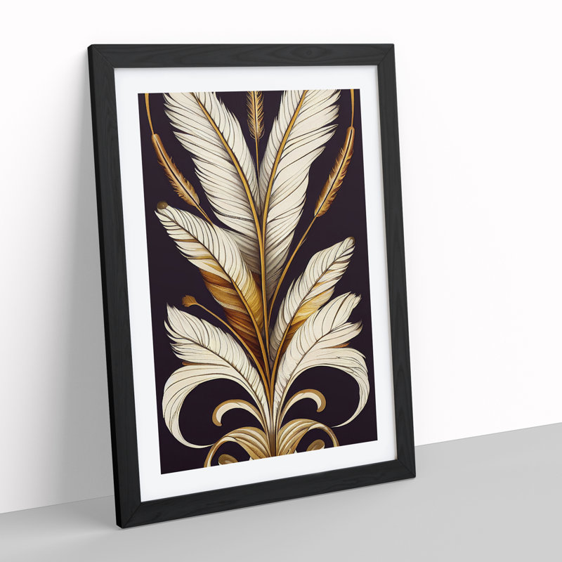 Feather No.5 - Single Picture Frame Print, 64cm H x 46cm W x 2cm D, Black Framed