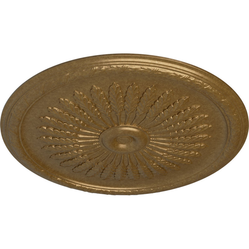 Endurathane Juniper Ceiling Medallion, 36"OD x 1 1/2"P (Fits Canopies up to 7"), Hand-Painted Pale Gold Finish, Pale Gold