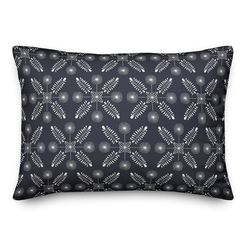 Floral Outdoor Reversible Throw Pillow, Navy, 18"H x 25"W
