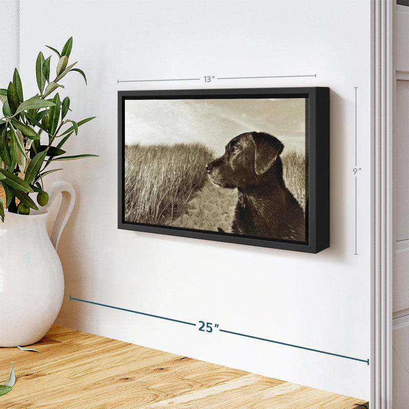 Black Lab At The Beach Canvas Print, 9" H x 13" W