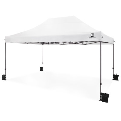 10ft x 15ft Top Heavy-Duty Commercial Grade One-Push Pop Up Outdoor Canopy with Bag, White