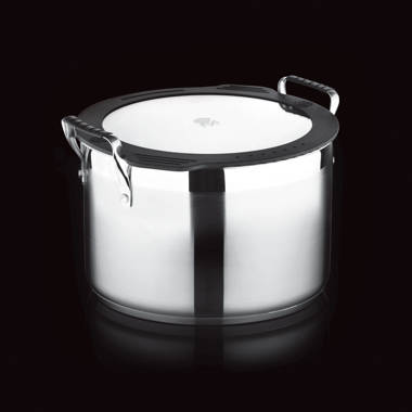 Bergner Essentials by Bergner - 1.5 Qt Covered Stainless Steel Saucier w/  Vented Glass Drainer Lid,Polished