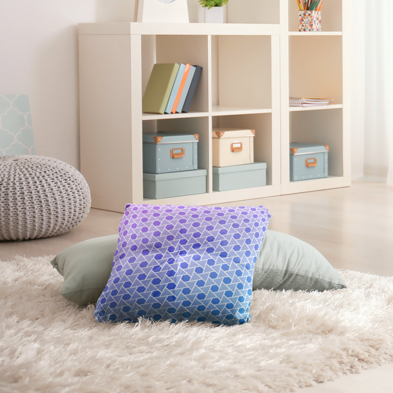 Coussin de plancher hexagonales et triangles, 30 po x 30 po, Mauve / Bleu