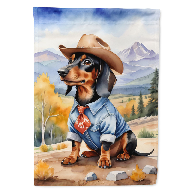 Drapeau Cowboy Welcome Garden, Teckel brun / noir