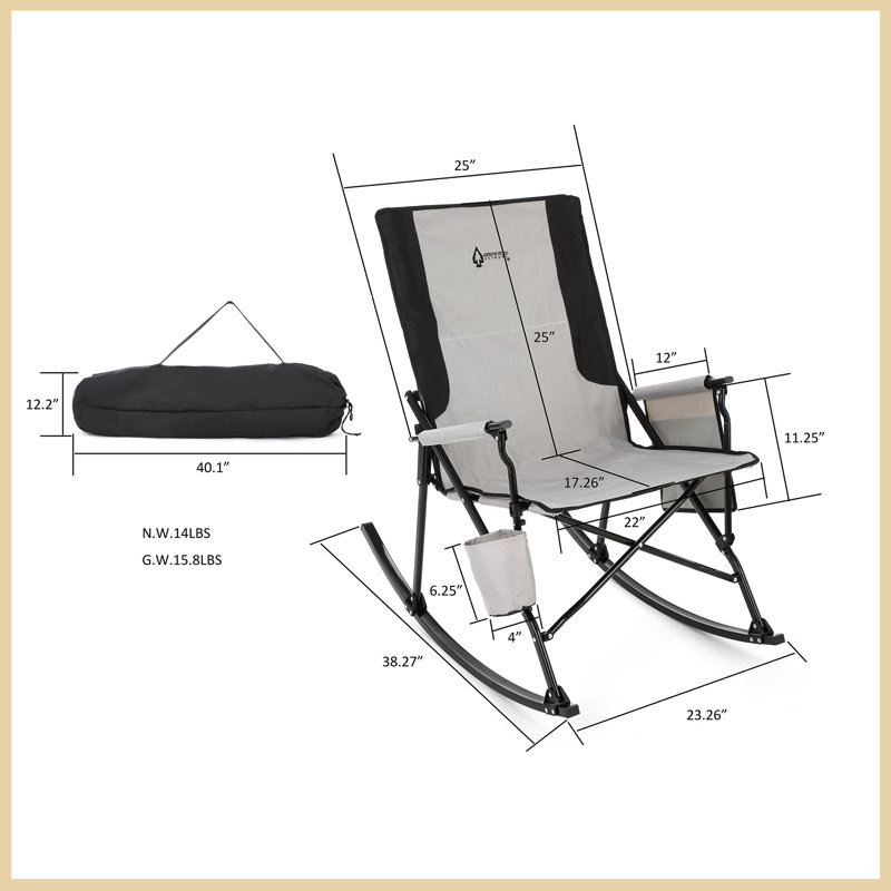 Foldable Rocking Chair, Gray/Black