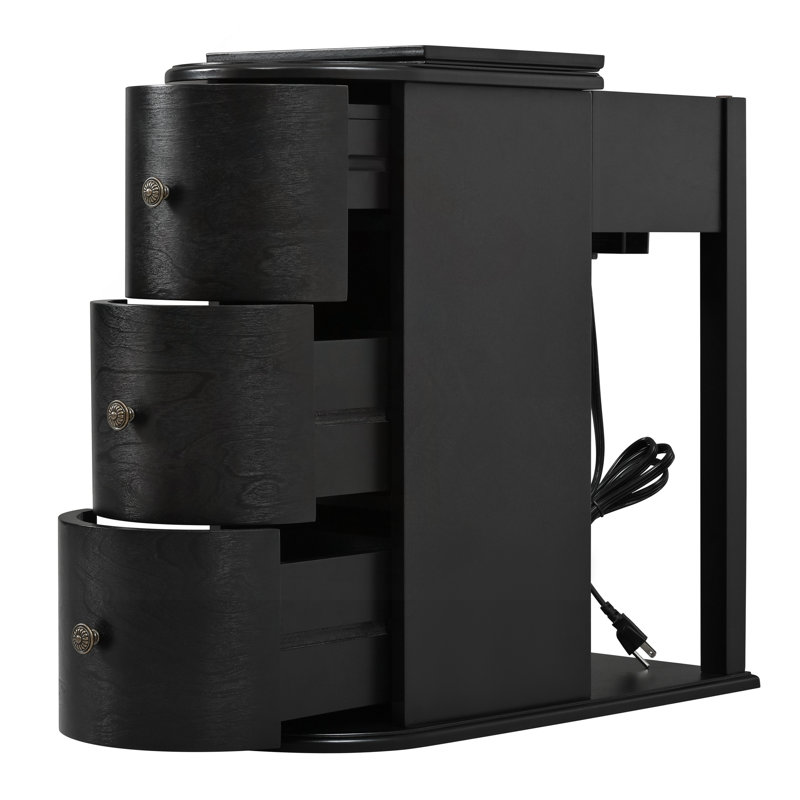 Table de bout avec porte-gobelet dissimulé et station de charge, Black, Black, Black