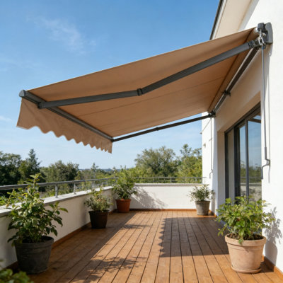 Retractable Patio Awning with Polyester Cover ,Door Canopy,Window Awning,Freestanding Awning