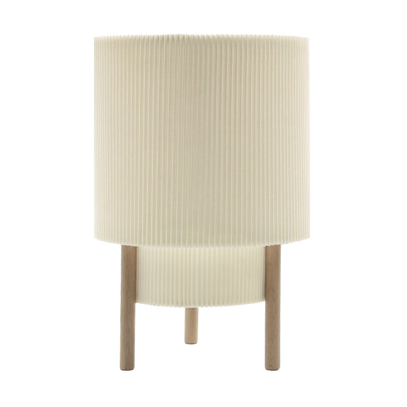 10" Modern Drum Table Lamp With Fabric Shade & Wooden Base, E12 Socket, Dimmable Switch With Color Temperature Control, Accent Lamp For Bedroom, Living Room & Hotel Use