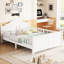 Lit double en bois blanc avec tête de lit et plateforme facile à utiliser pour plus de performance-129982936-129982937