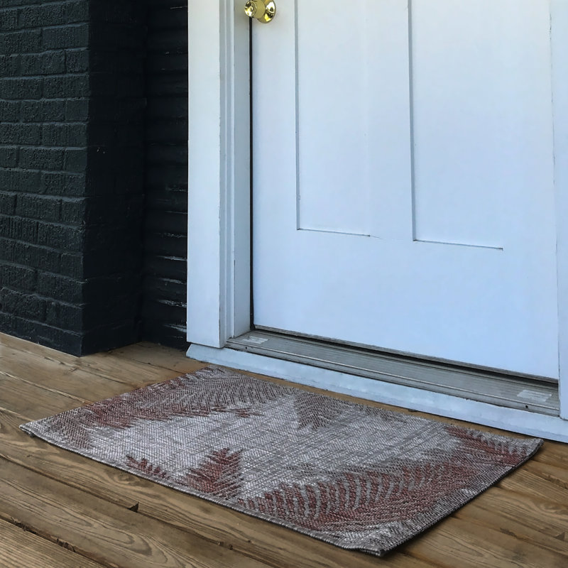 Tapis tissé à la machine rouge / gris Weilers, Rectangle 1 pi 10 po x 3 pi