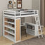 Lit mezzanine double avec tablettes et bureau-648008346
