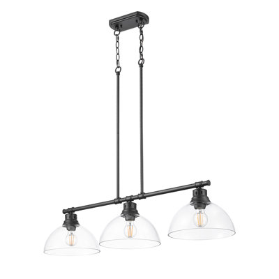 Luminaire suspendu linéaire à 3 lumières Iftimie avec verre transparent