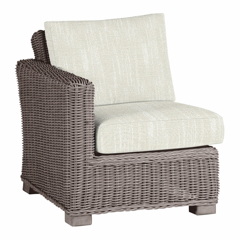Canapé modulaire d'extérieur en résine tressée rustique N-Dura, Welt, Huître, InsideOut® Rollo ‑ lin crème