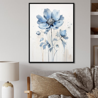 " Blue Minimalism Poppy Flower I "
