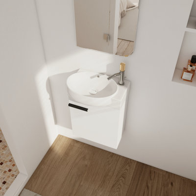 Meuble-lavabo simple 16,89 po avec lavabo flottant en céramique