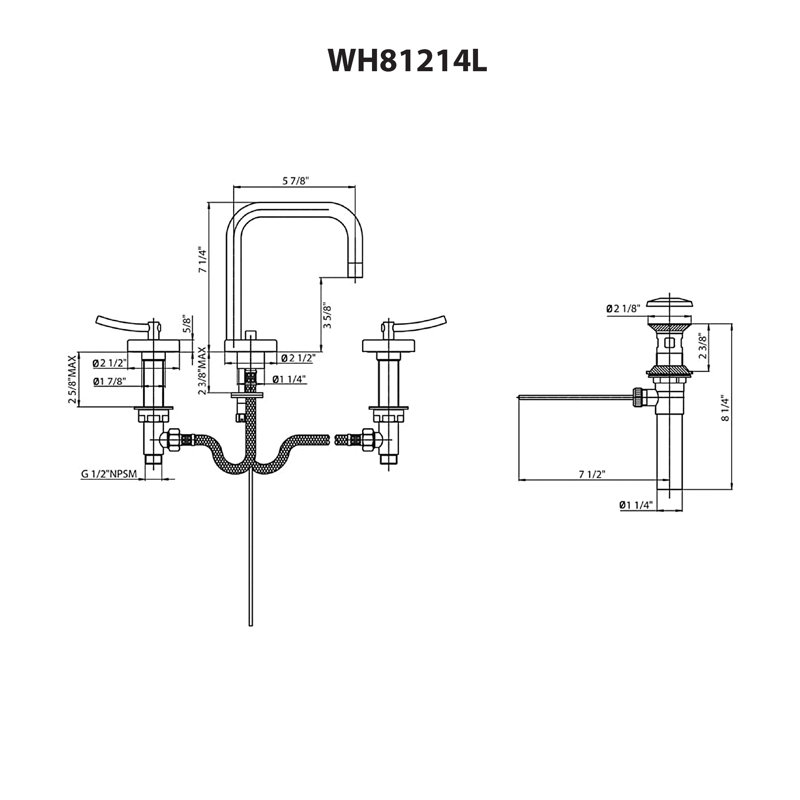 Metrohaus Widespread 2-handle Bathroom Faucet with Drain Assembly, Brushed Nickel