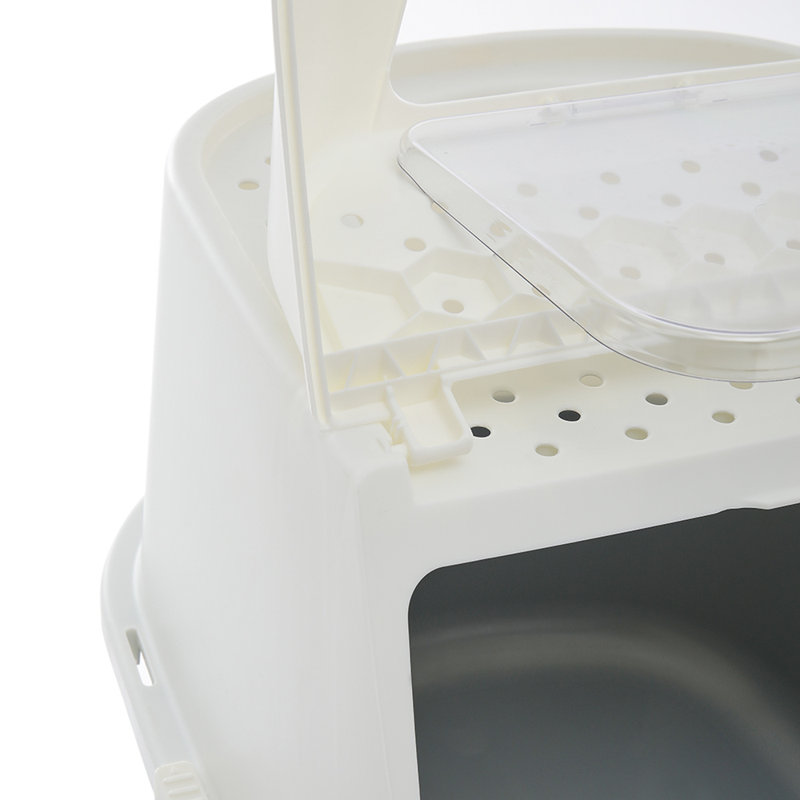 Fairview Plastic Enclosed Litter Box with Scoop, Grey