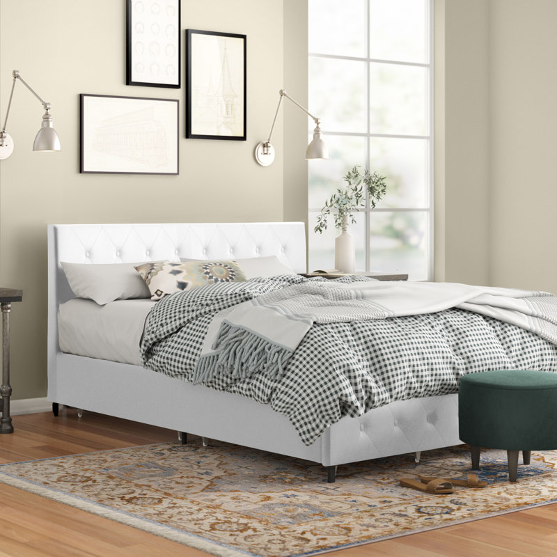 Aybri Upholstered Platform Storage Bed, Queen, White