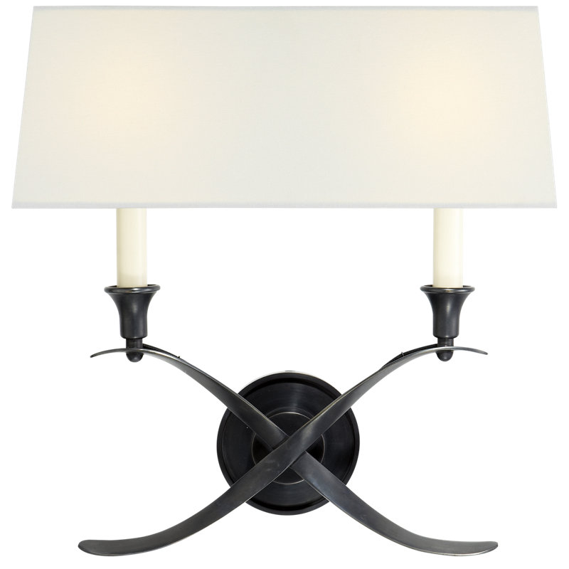 Chapman & Myers Cross Bouillotte Large Sconce, Bronze, Fabric
