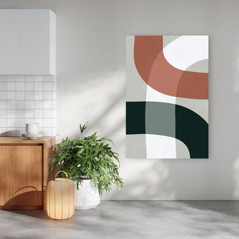 Reproduction d'art mural contemporain moderne à courbes géométriques abstraites, H 60 po x l 40 po