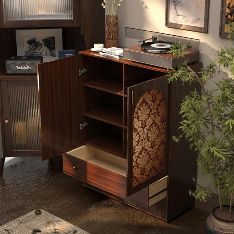 Armoire de rangement décorative en pin naturel