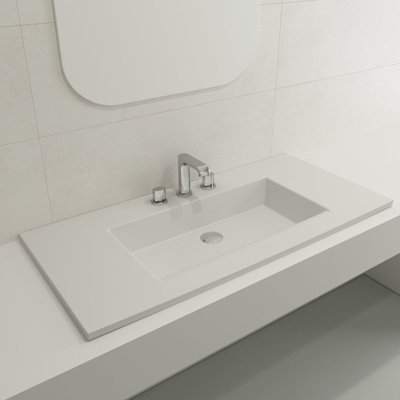 Ravenna Bathroom Sink, Matte White, 8" Widespread