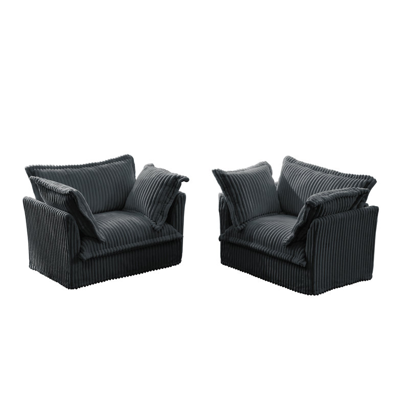 Ensemble de 2 fauteuils à housse avec grands coussins moelleux