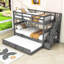 Lit superposé en bois, lit superposé simple au-dessus d'un lit simple avec lit gigogne et escalier-1372265770