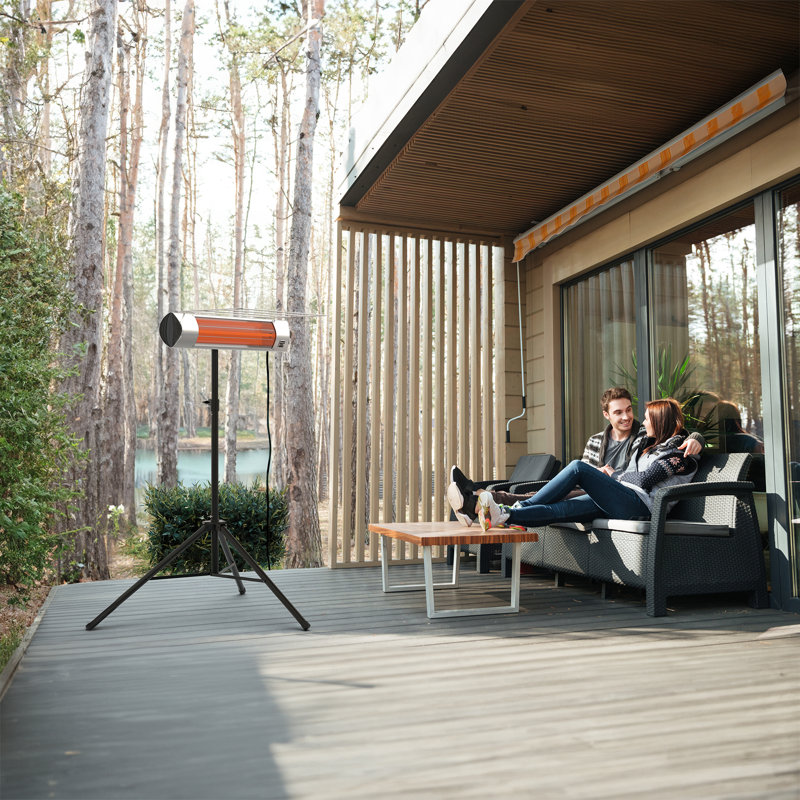 Kenmore Electric Patio Heater with Tripod and Remote, Silver