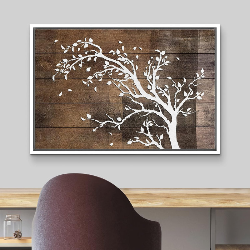 «Forest Tree Silhouette Country Farmhouse On», H 24 po x l 36 po x P 1,5 po, Cadre blanc