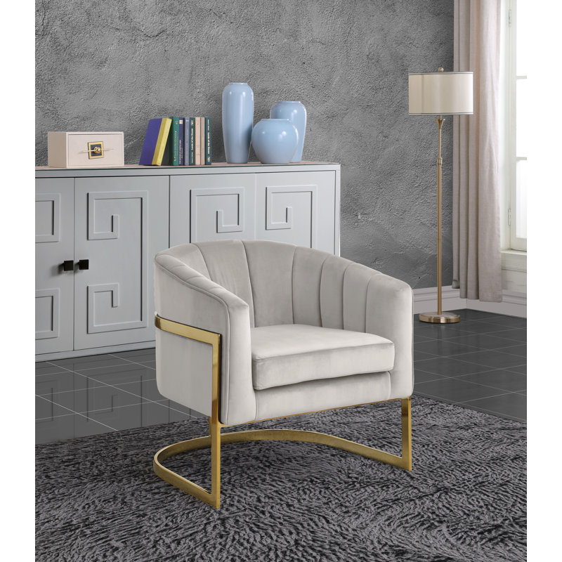 Carter Velvet Barrel Chair, Cream Velvet