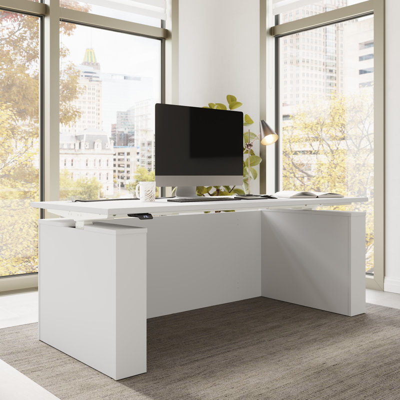 Bush Business Furniture Stratus 72W X 30D Height Adjustable Standing Desk With Modesty Panel, White